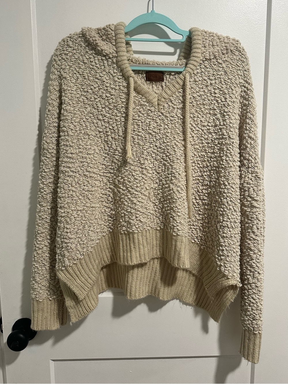 POL Cream Bouclé Cowl Hooded Sweater